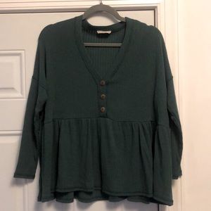 Altar’d State Teal Long Sleeve Peplum Blouse